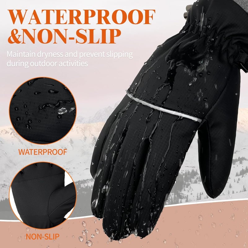 HOPSOOKEN Winter Waterproof Ski Gloves for Men Women Touchscreen Snow Thermal Fleece Warm Gloves Cold Weather Cycling Driving Running - Image 3